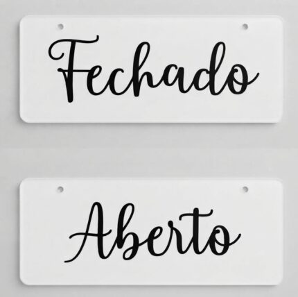 Placa Aberto/Fechado em Acrílico com UV