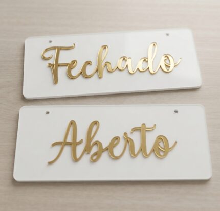 Placa Aberto/Fechado em Acrílico