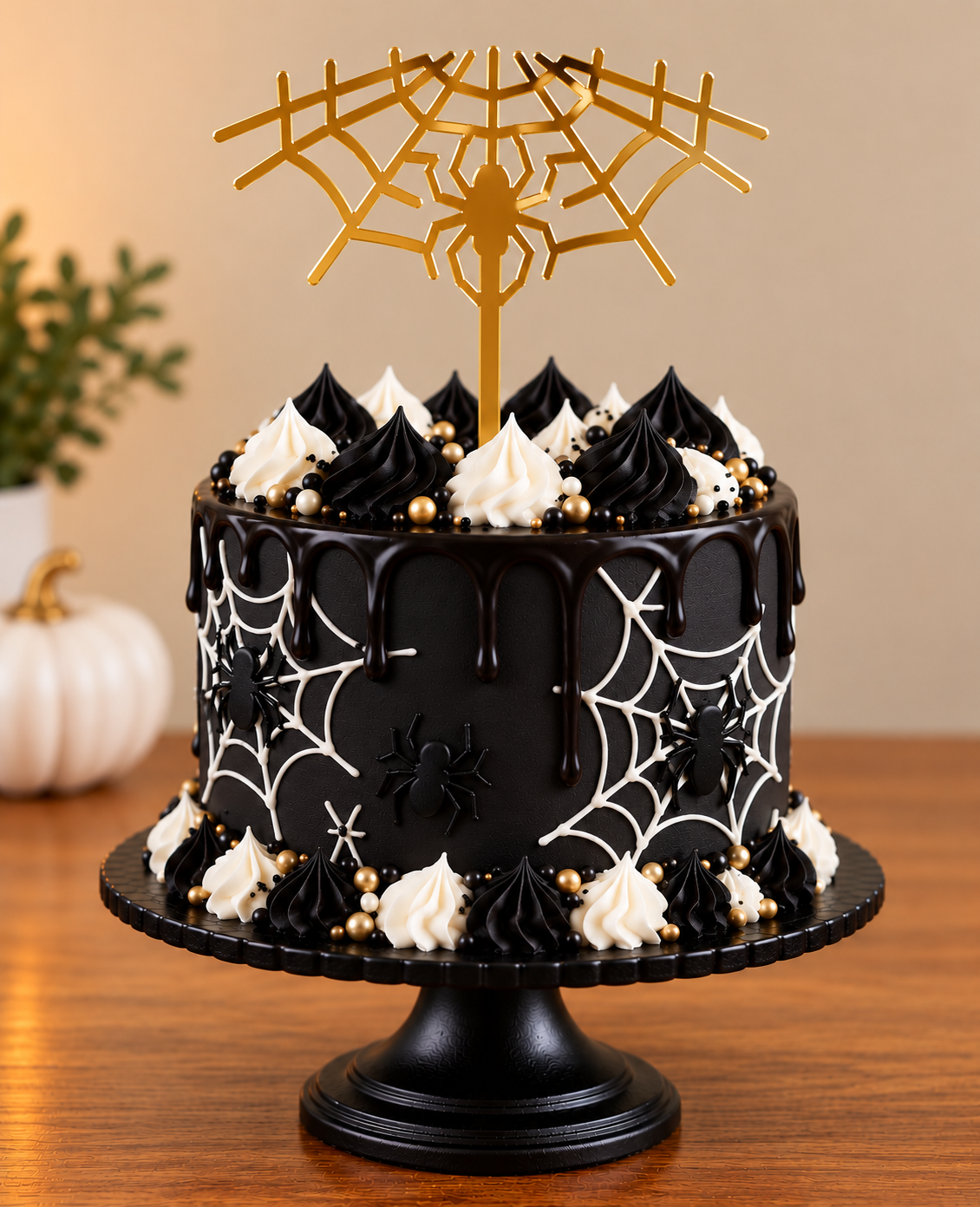 Bolo de Halloween Preto e Dourado (1)